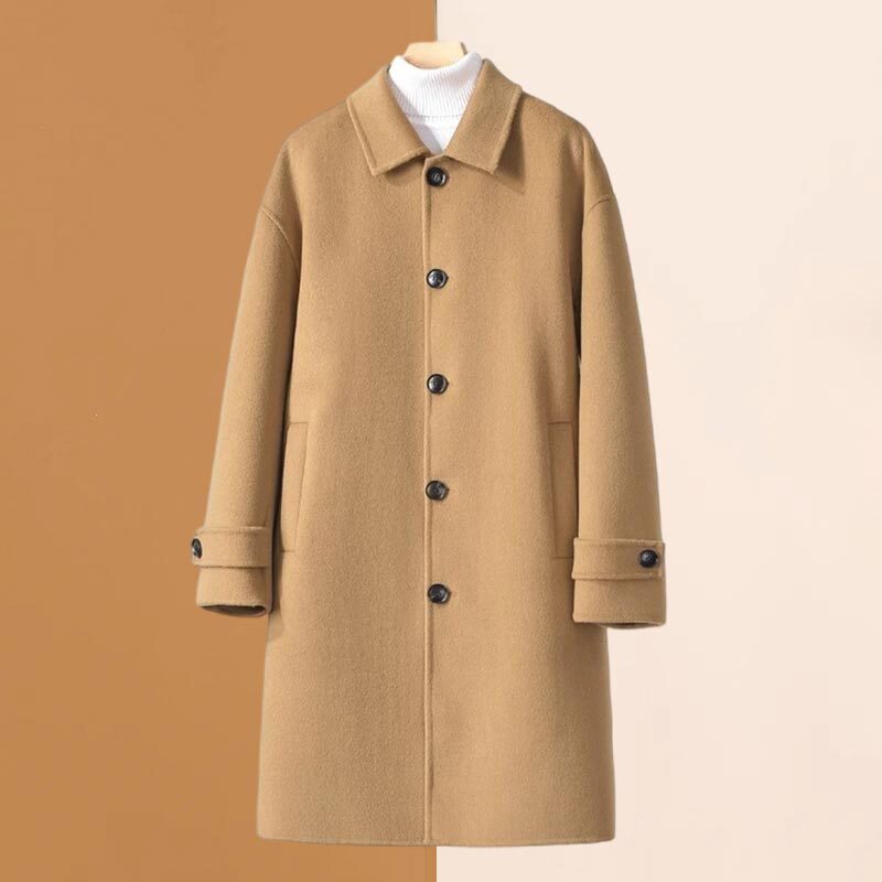 Mk Double-Sided Wool Coat Men's Mid-Length Winter Classy Business Lapel Men's Cashmere Woolen Windbreaker Jacket