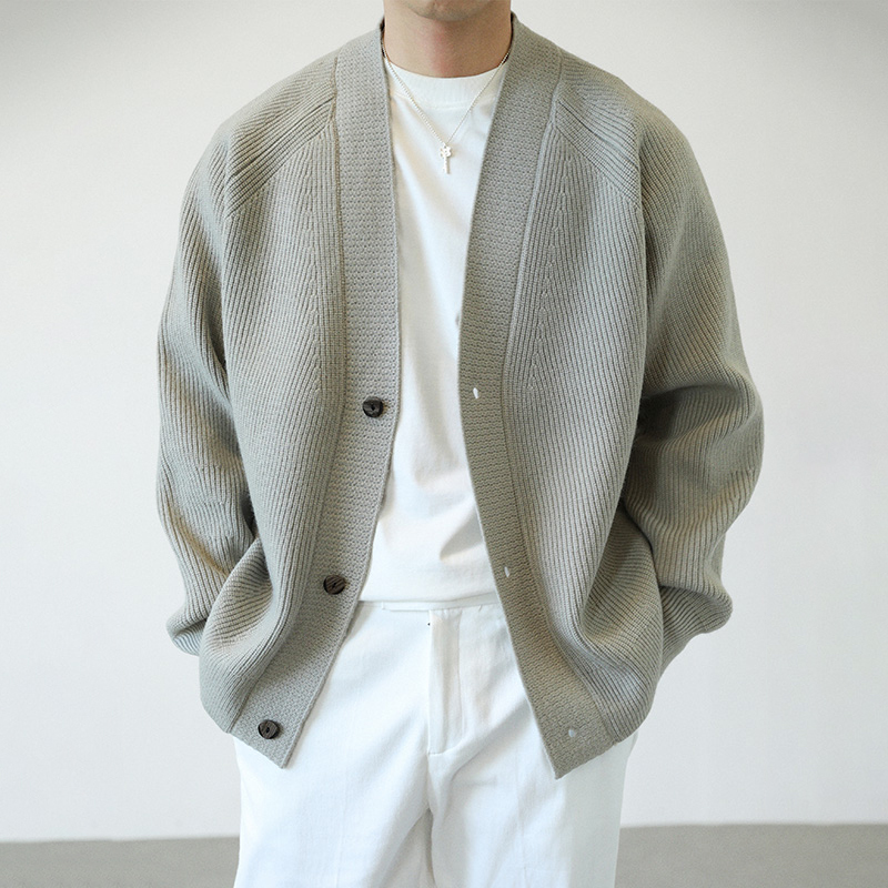 Allen Queen Loose Old Money Style Sweater Men's 2025 New Autumn and Winter V-Neck Knitted Cardigan Jacket