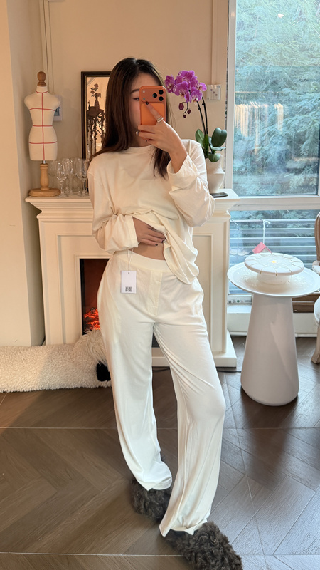 Original Fabric ~ Autumn and Winter Women's Kim Kardashian Style ~ Boyfriend Style Kardashian Long-Sleeved Long Pants Loungewear Pajama Set