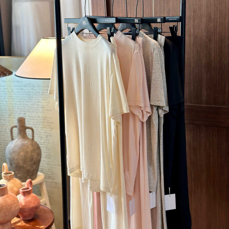 Original Fabric~Kardashian Kim's Same Style Boyfriend-Style Short-Sleeved Long Pants Loungewear Set Casual Pajamas for Wearing Outside