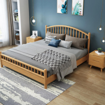 Nordic solid wood king bed Modern minimalist 1 8 double bed Master bedroom 1 2 Single bed 1 5-meter high box storage function bed