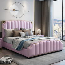 American light luxury ins net celebrity bed Double bed Master bedroom wedding bed Master bedroom small apartment soft bed Modern simple leather bed