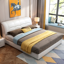 Leather bed tatami bed Master bedroom Modern simple small apartment storage bed 1 8m double bed 1 5m single bed