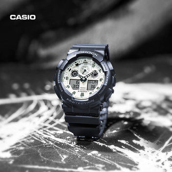 [New Year's Gift] Casio official store Black and White Contrasting Color Octagonal Dual Display Large Dial Watch for Men G-Shock