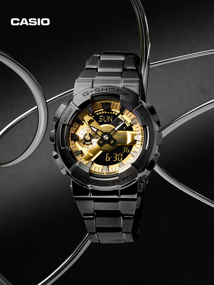 Casio Official Flagship Store Gm-110D Metal Small Steel Cannon Shockproof, Waterproof, Anti-Magnetic Digital Watch G-Shock