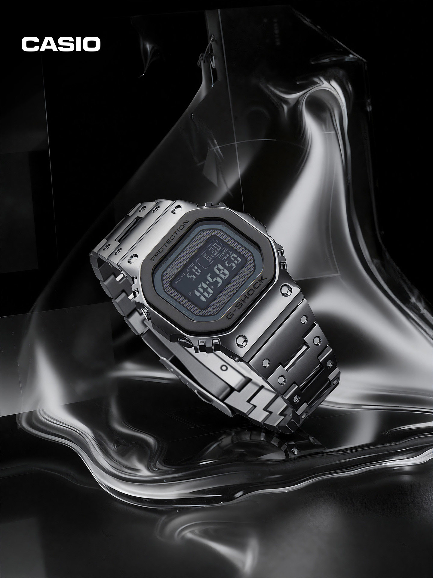 Casio Official Flagship Store B5000Bt/B2100Bt All-Metal Square Octagonal Sports Watch G-Shock