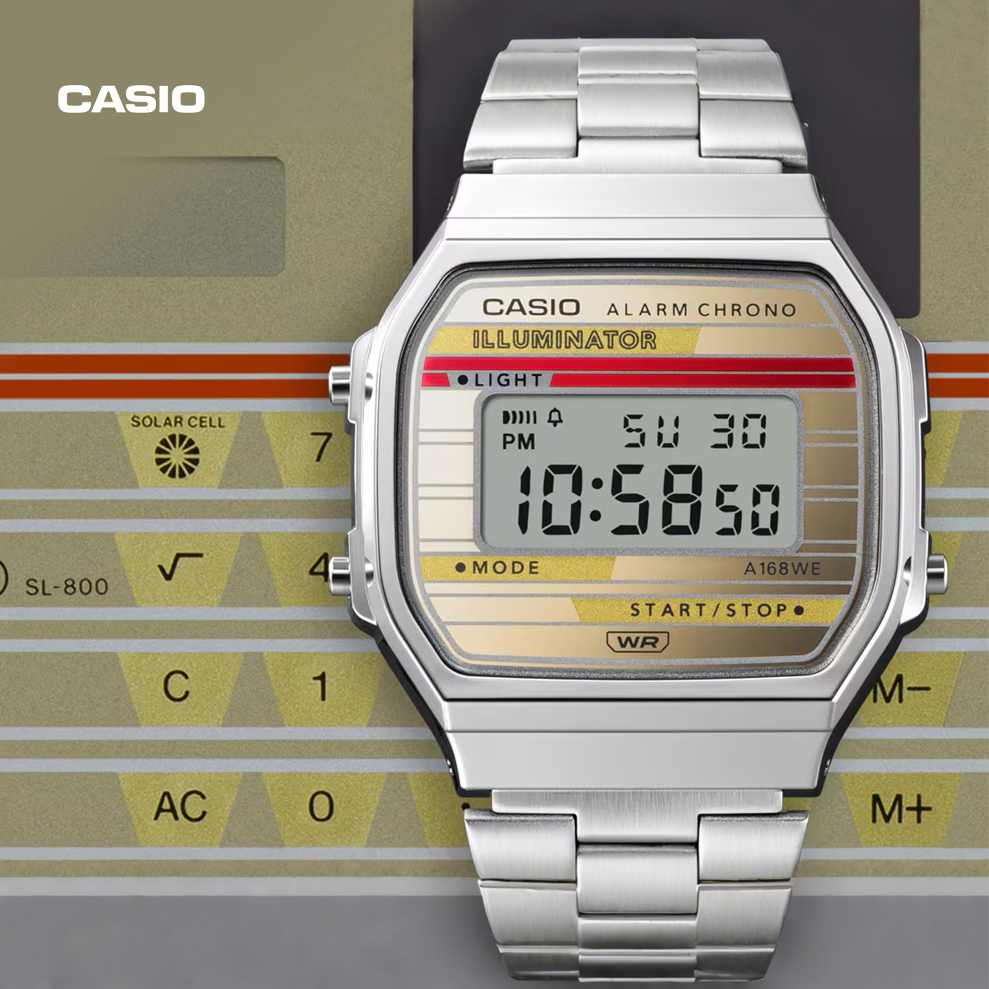 Casio Official Flagship Store A168Weha Retro Replica Thin Card Calculator Theme Watch for Men and Women Casio