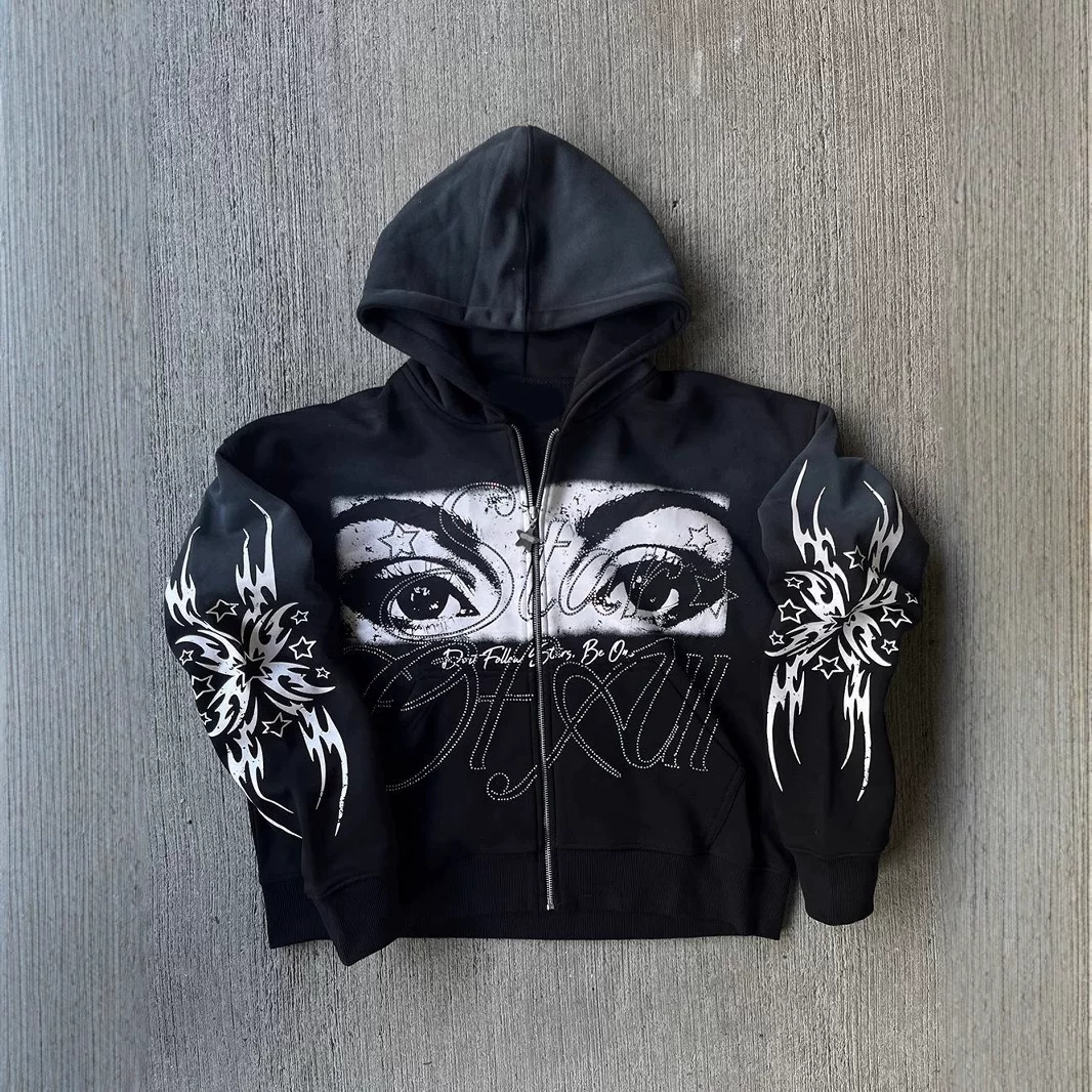 Свитшот с молнией, длинный рукав, рукава, ретро худи, куртка, европейский стиль, 3D