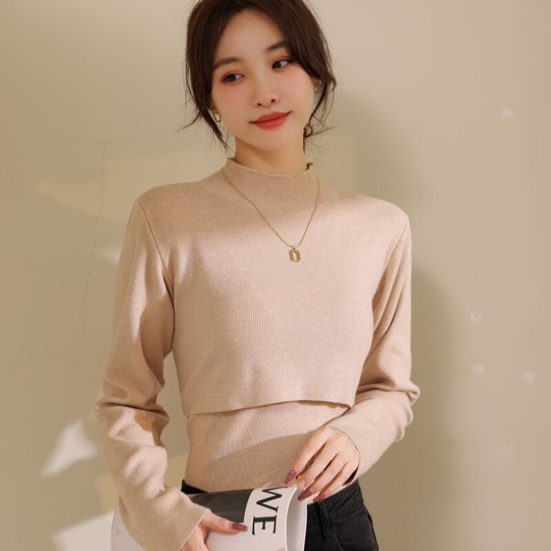 Nursing Sweater for Autumn and Winter, Thickened for Going Out, Nursing Top for Trendy Moms, Postpartum Nursing Inner Layer, Nursing Base Shirt