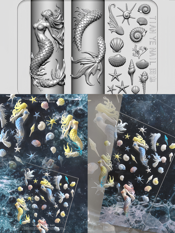 [Nail Art Mold] Tianye Original New Mermaid Mold Mermaid Shell Conch Manicure Mold