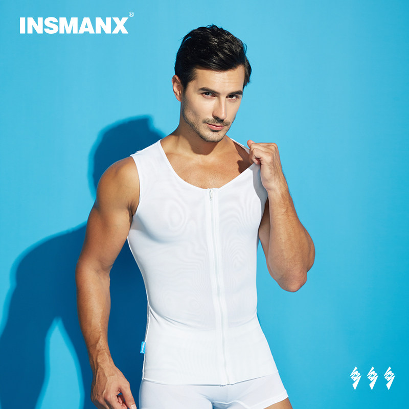 INSMANX Men's Body Shapewear ZipperEd Corset Chest Corset Waist Shaping Vest Tight Slimming Underwear