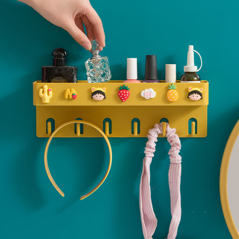 Bathroom free from punching Cartoon Shelf Cute Toilet Wall Hanging Towel Creative Suction Wall Type Plastic Containing Shelf-Taobao