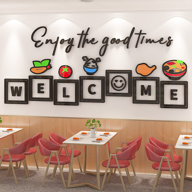 Milk Tea Shop Wall Decoration Bar Counter Cashier Background Wall Stickers Cold Drink Coffee Snack Shop Wall Decoration Creative