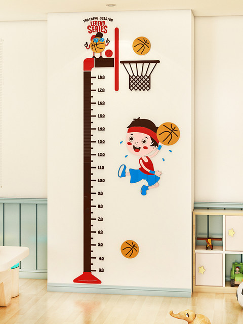 Baby and Children's Height Measurement Wall Stickers, Removable 3D Cartoon Wall Decoration, Boys' Room Layout Stickers