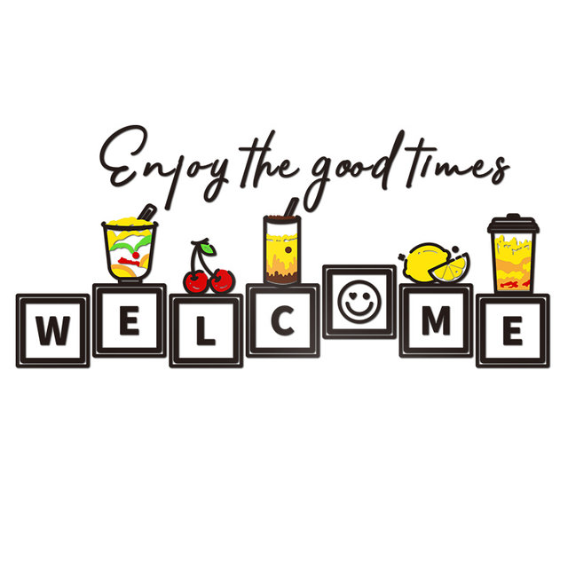 Milk Tea Shop Wall Decoration Bar Counter Cashier Background Wall Stickers Cold Drink Coffee Snack Shop Wall Decoration Creative
