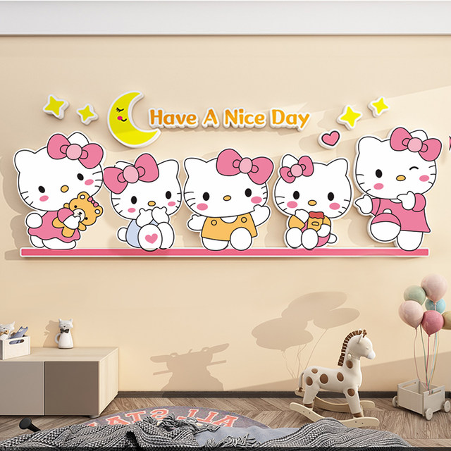 Children's Room Decoration Cartoon Kuromi Cinnamon Dog Wall Stickers Boys and Girls Bedroom Bedside Background Wall