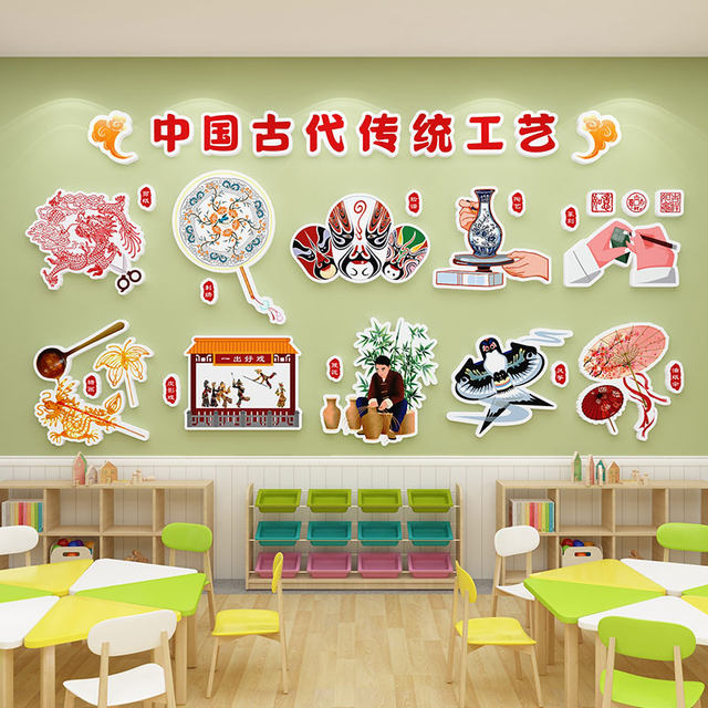 Intangible Cultural Heritage Wall Stickers, Ancient Traditional Crafts, Kindergarten Environmental Creation Materials, Theme Wall Finished Products, Corridor Wall Decoration