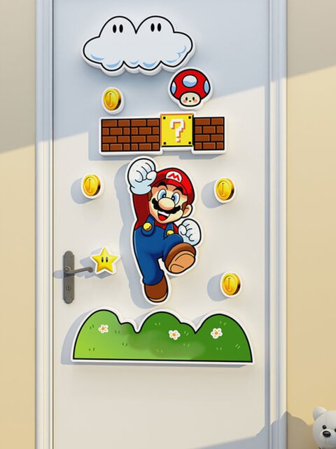 Super Mario Wall Decoration Children's Room Layout Bedroom Bedside Background Wall Three-Dimensional Wall Stickers