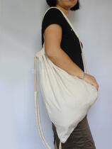  BaoManE embryo cloth bundle pocket cotton linen canvas drawstring backpack Fitness cycling book bag ins sports men and women