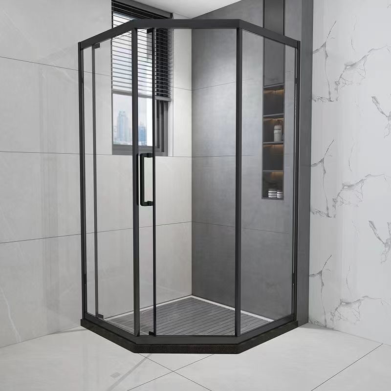 Internet-Famous Minimalist Dry and Wet Separation Diamond-Shaped Sliding Door Safety Explosion-Proof Shower Room Partition Bathroom Glass Door