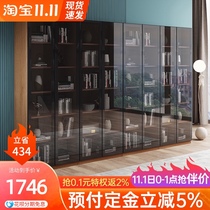 Cabinet locker Free combination bookshelf shelf rack Nordic solid wood bookcase 2 doors with doors Small House glass doors