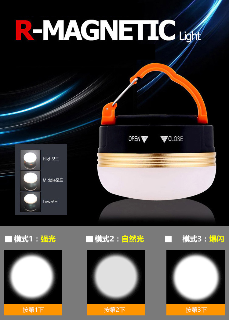 Ngoài trời LED cắm trại lều ánh sáng USB sạc khẩn cấp nam châm hấp thụ treo đèn chiếu sáng không thấm nước đèn trại đèn pin soi đá quý