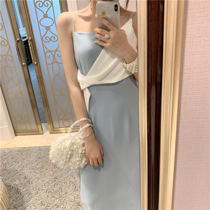 VK旗艦店 韓系顯瘦吊帶裙修身無袖洋裝