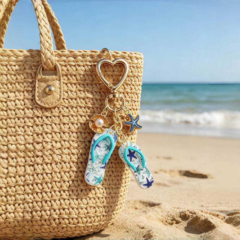Ocean Elements, Shells, Pearls, Starfish, Flip-Flops, Slippers, Bag Accessories, Bag Charms, Keychains, Pendants, Key Chains