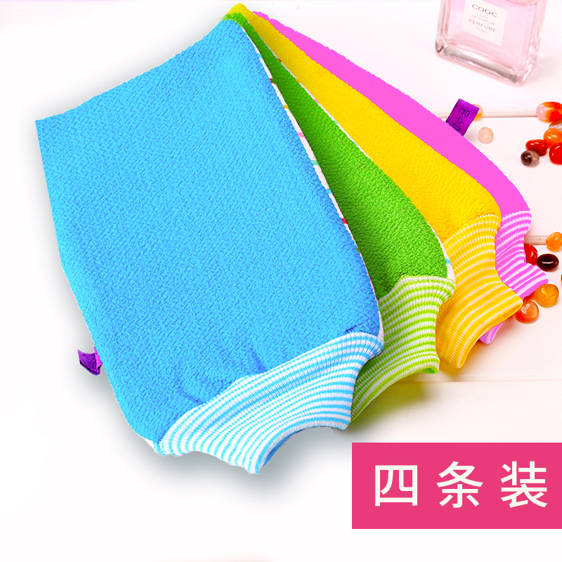 4-pack rub bath towel Strong mud rub double-sided matte bath towel gloves Personal cleaning rub bath artifact