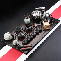 Complete set of Kung Fu purple sand tea set simple home living room whole piece of black gold stone tea tray fully automatic One boiling water