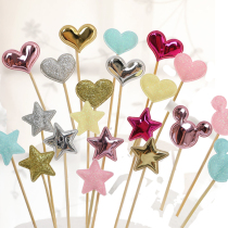 Scene cake decoration insert flag flag glitter five-pointed star love Crown card party dessert baking dress