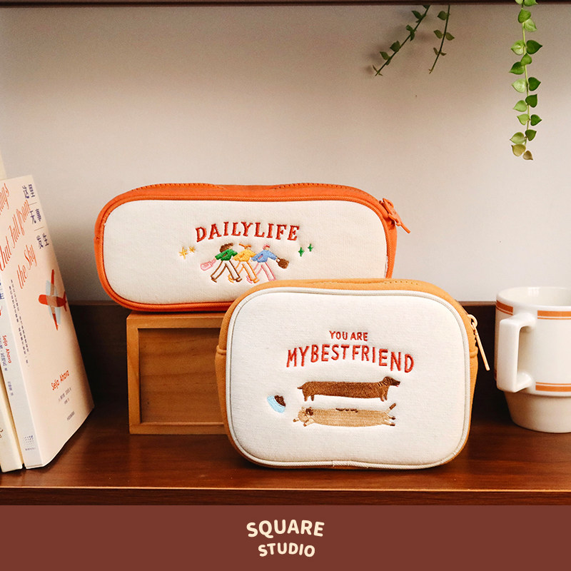 (squared Studio) Cheerful Life cute three-dimensional containing bag pen bag portable square makeup bag
