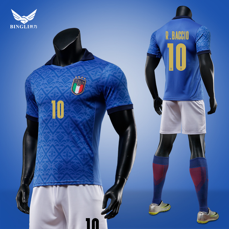 2020 European Cup National Team Italy Home Bonucci Soccer Jersey Suit Adult Football Suit Men's Summer