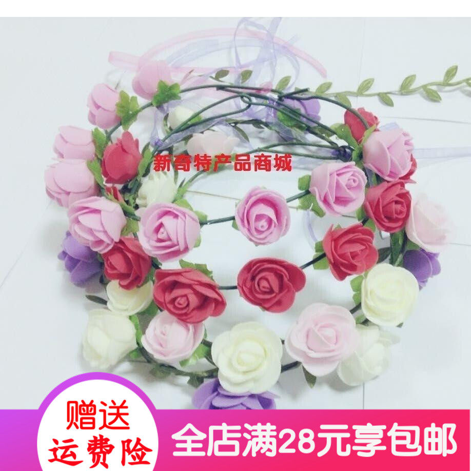 Flower Ring Hair Stirrup Headwear Bride Flowers Ring Children Princess Seaside Tourist Attractions Flower Ring Hot Selling Manufacturer Direct