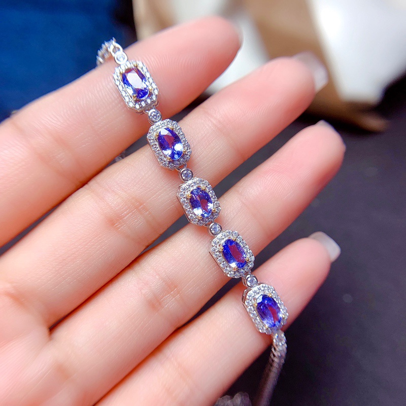 Natural Tanzanite Bracelet Main Stone 4*6mm Special Offer Fine Craftsmanship 925 Silver Inlaid Purple Blue Gemstone Bracelet