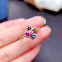 Popular natural candy color Brazilian tourmaline ring main stone 3*3mm ring special price 925 silver plated with rose gold