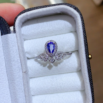 Natural tanzanite ring, main stone size 4*6mm, seiko 925 silver inlay, fashionable and versatile open ring
