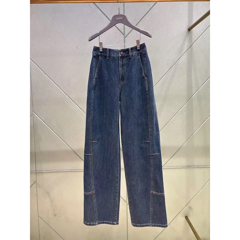 Authentic Amass 2026 Early Spring New Versatile High-Waisted Denim Style Deconstructed Straight-Leg Jeans
