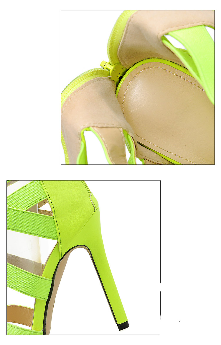 Fluorescent Color Elastic Band High Top Stiletto Sandals NSYBJ104287