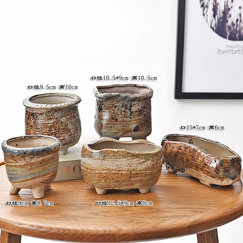 Minimalist lacquer art Ceramics Creative Personality Great number Grand Crack Special Price Home Coarse Pottery Multi Meat Flower Pots