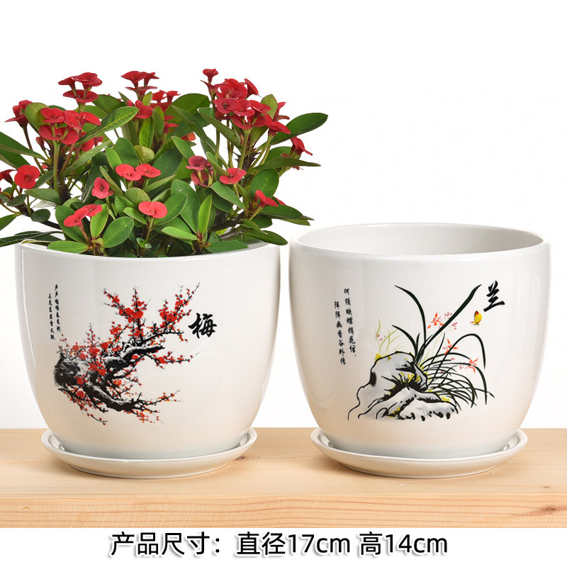 Tiger Piran special flower pot Ceramic king size with tray Special clearance hanging orchid gold Ge creative simple household