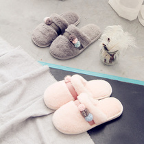 Slippers women winter indoor home warm thick bottom non-slip home cute not wrapped with couples home cotton shoes men