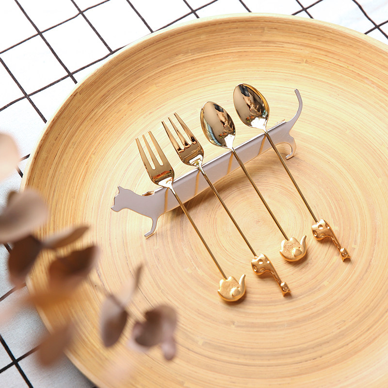 Made in Japan zakka stainless steel gold plated bear moon baby elephant animal coffee spoon Mixing spoon Dessert spoon