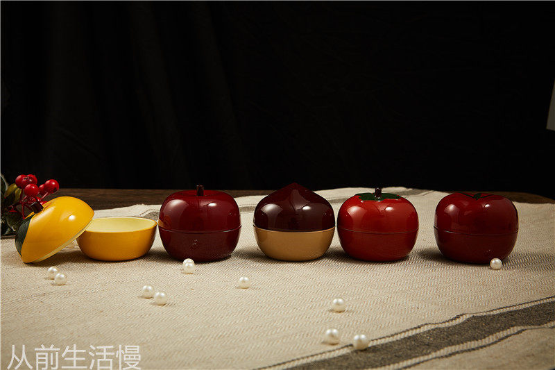 Japan's Kyoto lacquerware storage fruit theme persimmon apple chestnut grapefruit children's storage small box