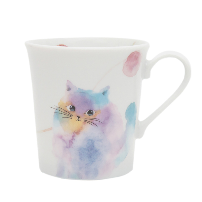 Japan imported ceramic blue beautiful thick roasted Japanese ceramic cat cup cup milk cup mug gift box