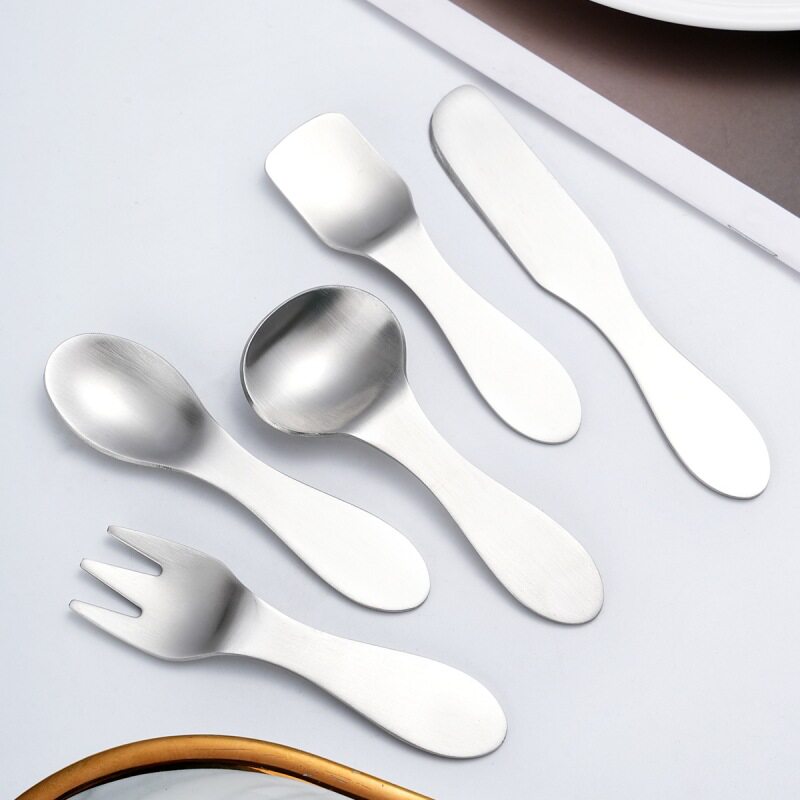 304 stainless steel sanded coffee stirring spoon, dessert spoon, spoon, cute seasoning spoon, fruit fork, spread knife