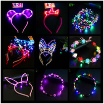 Luminous wreath headgear with lantern rattan concert glowing antler horn ring head child glitter
