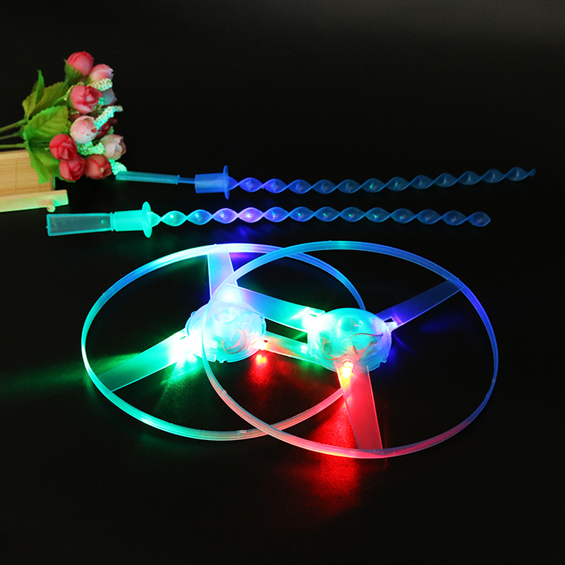 Hand-pushing luminous flying saucer puzzle toy bamboo dragonfly sky-wheel ground stall toy