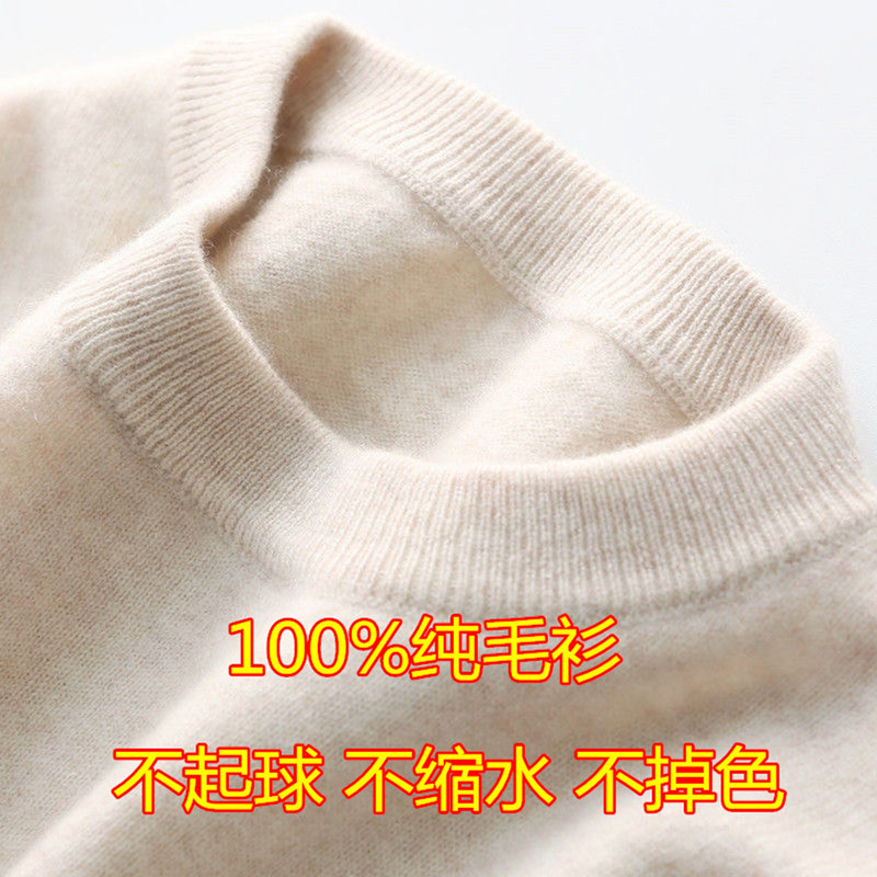 New Autumn and Winter Thickened Round-Neck Sweater for Men, Pullover Solid Color Woolen Sweater, Loose Knitted Base Shirt, Long-Sleeved Fleece Sweater