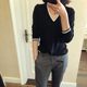 Cashmere sweater women's V-neck short pullover loose long-sleeved sweater knitted bottoming shirt